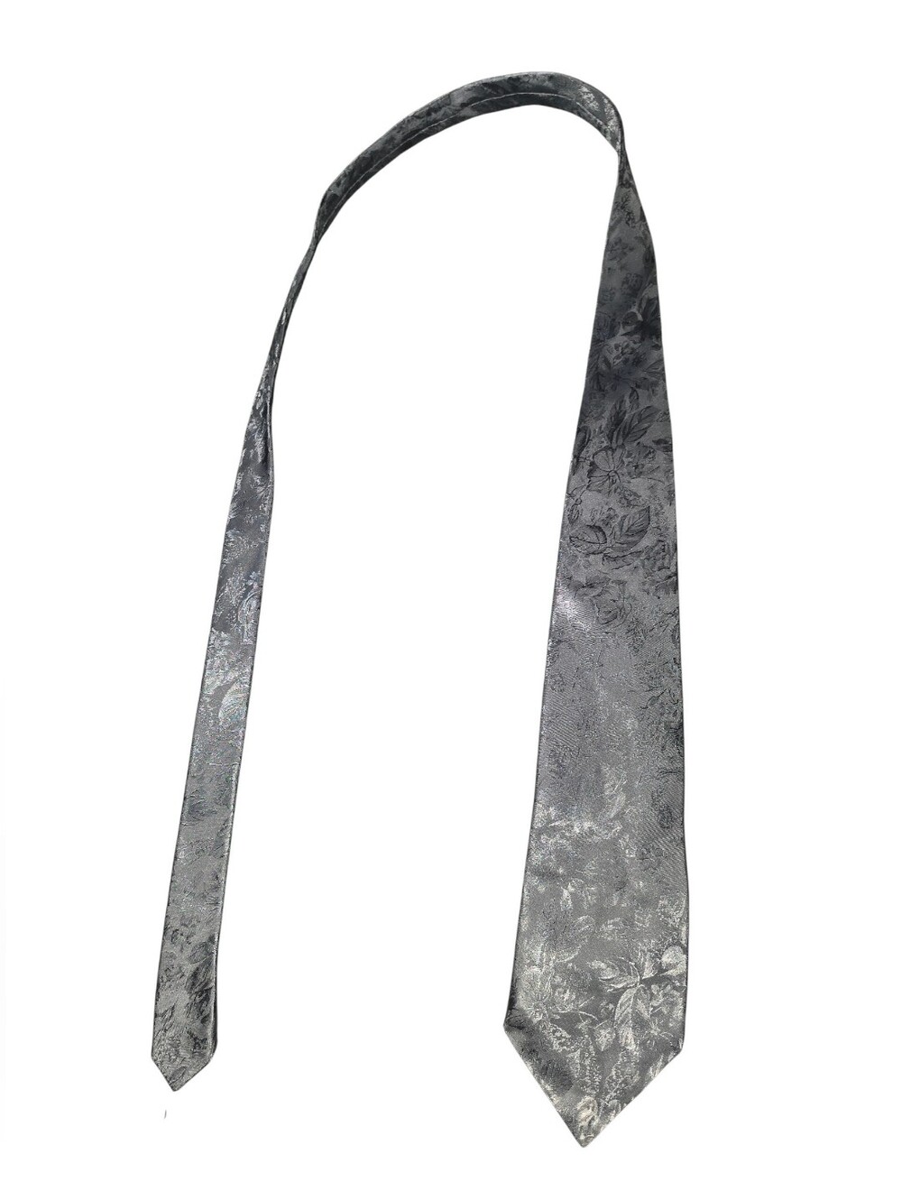 6/8/21. Men's Del Cino  Silver Floral Paisley Tie - Elegant Formal Accessory